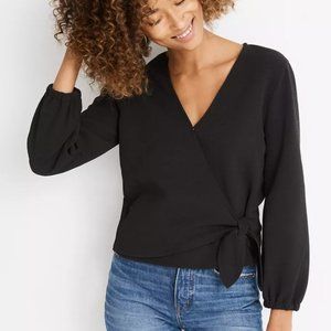 Madewell Texture & Thread Crepe Wrap Top (Size Medium)